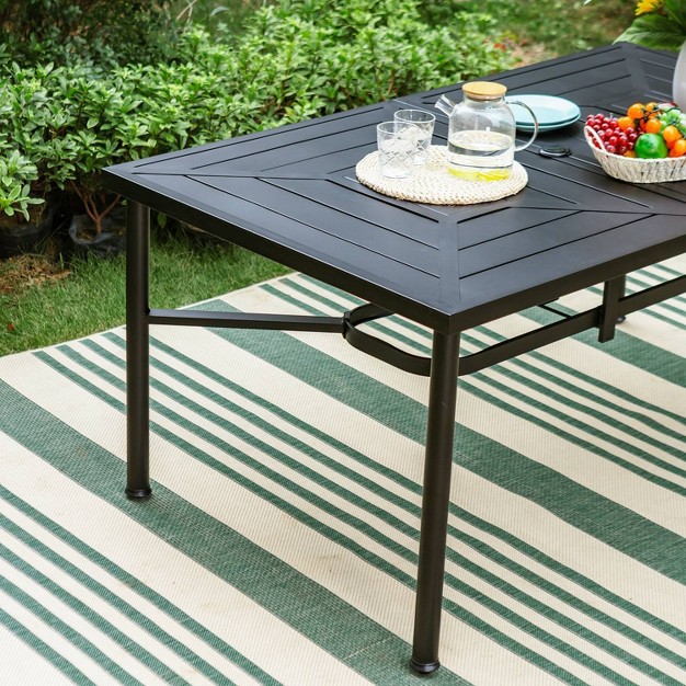 Outdoor Stainless Steel Rectangle Dining Table With Umbrella Hole Captiva Designs