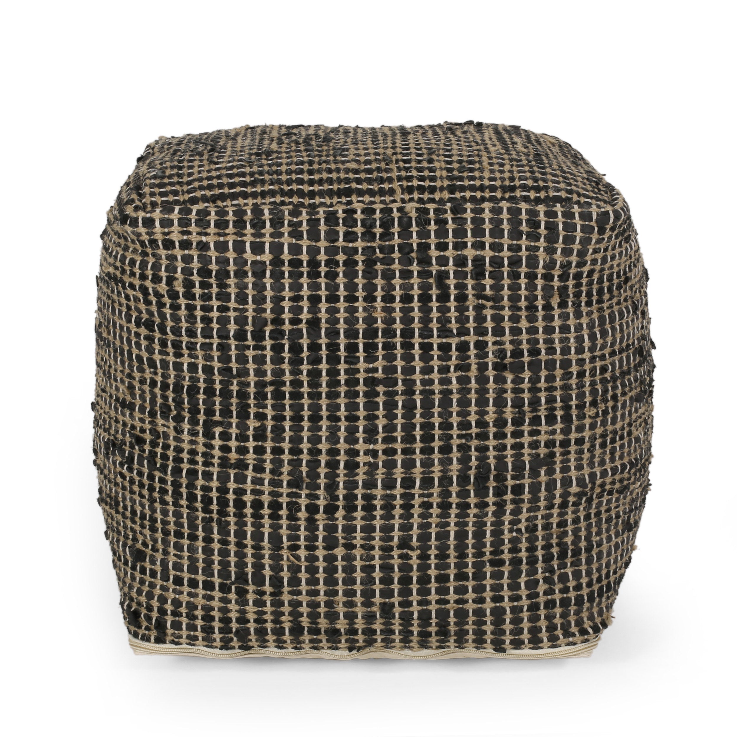 Glencoe Boho Handcrafted Fabric Cube Pouf