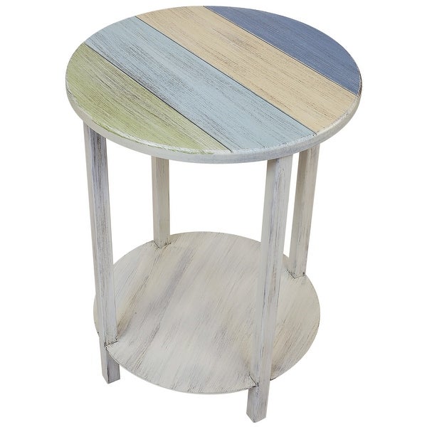 Coastal Round Deck Board End Table