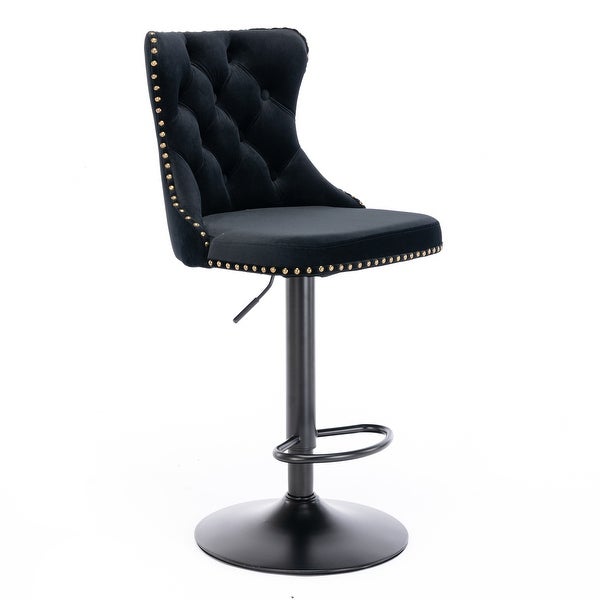 Swivel Velvet Barstools Adjusatble Seat Height from 25-33 Inch Upholstered Bar Stools with Backs