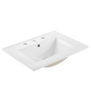 MODWAY Cayman 24 in. Top-Mount Bathroom Sink in White EEI-3766-WHI