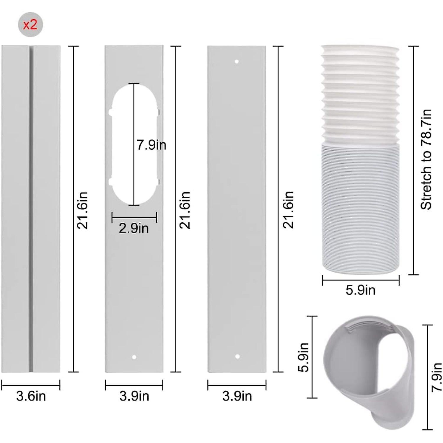 Dexusay Sliding Door Air Conditioner Kit， Portable Ac Sliding Glass Door Vent Kit Seal Plates With 5.9 Exhaust Hose . Coupler For A/c Replacement Door