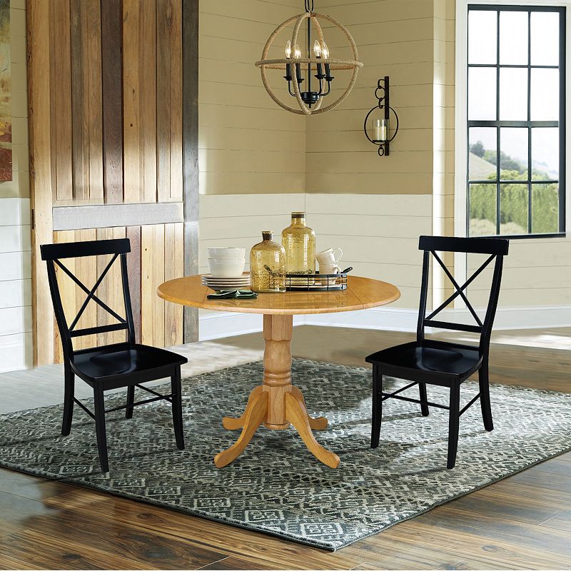 International Concepts Dual Drop Leaf Dining Table and Dining Chair 3-piece Set