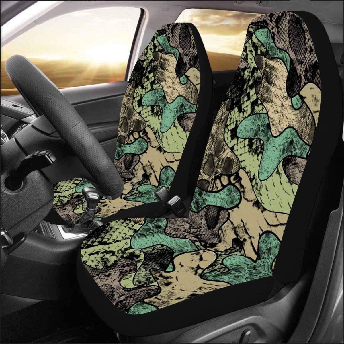 KXMDXA Set of 2 Car Seat Covers Camouflage Pattern in Green Color Universal Auto Front Seats Protector Fits for Car，SUV Sedan，Truck