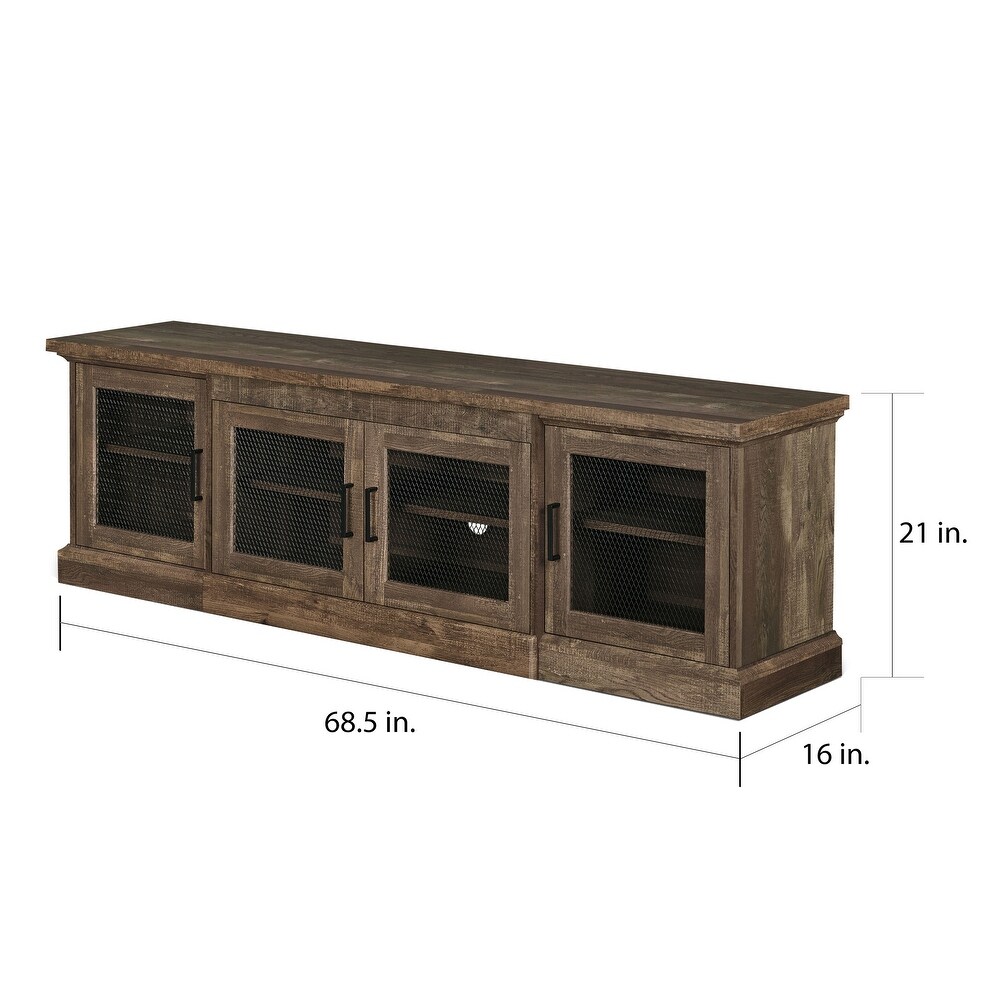 DH BASIC Rustic Reclaimed Oak 69 inch Wide 6 Shelf TV Stand by Denhour