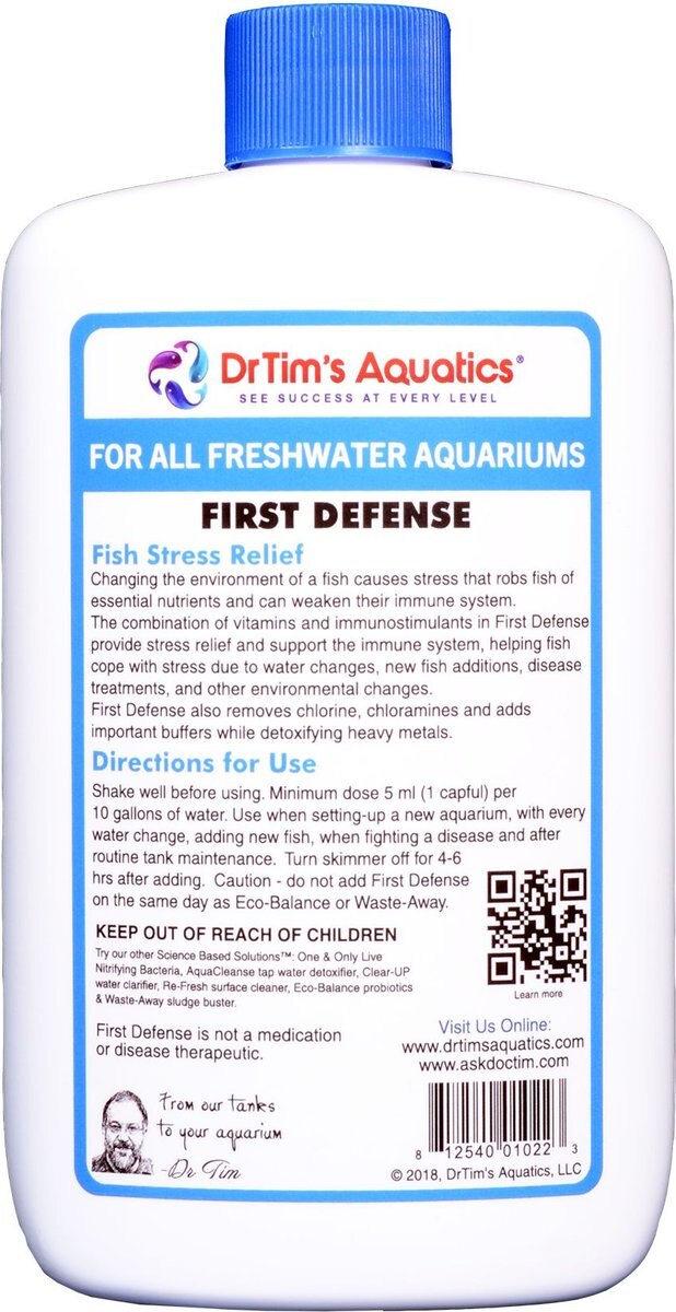 Dr. Tim's Aquatics First Defense Freshwater Aquariums Stress Relief and Immune Support