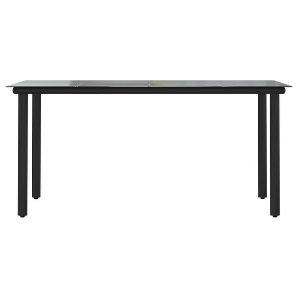 vidaXL Outdoor Dining Table Patio Table with Glass Top Garden Furniture Steel