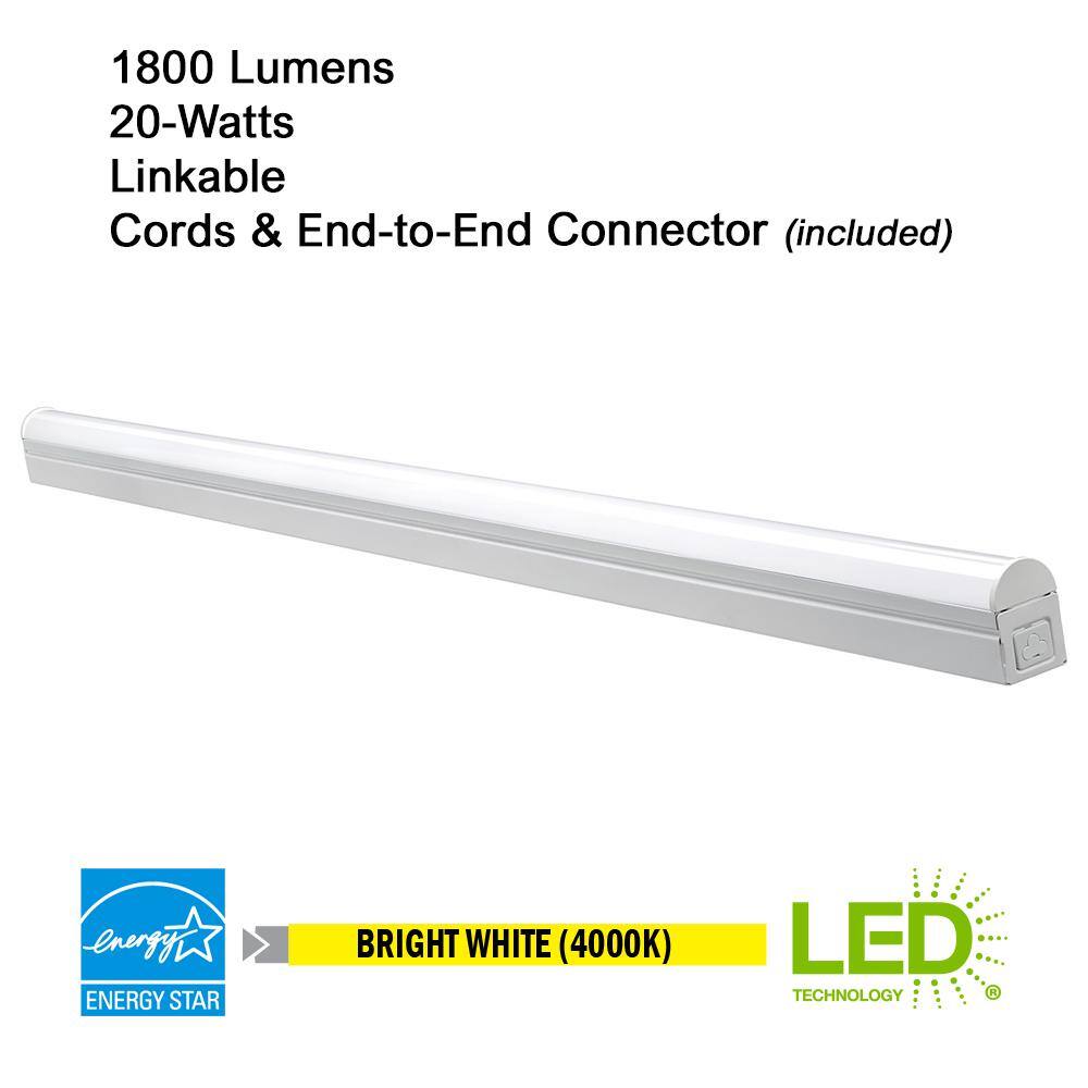 Commercial Electric 4 ft. 20-Watt Plug-in Direct Wire Integrated LED White Linkable Strip Light Fixture 1800 Lumens 4000K (4-Pack) 54261191-4PK