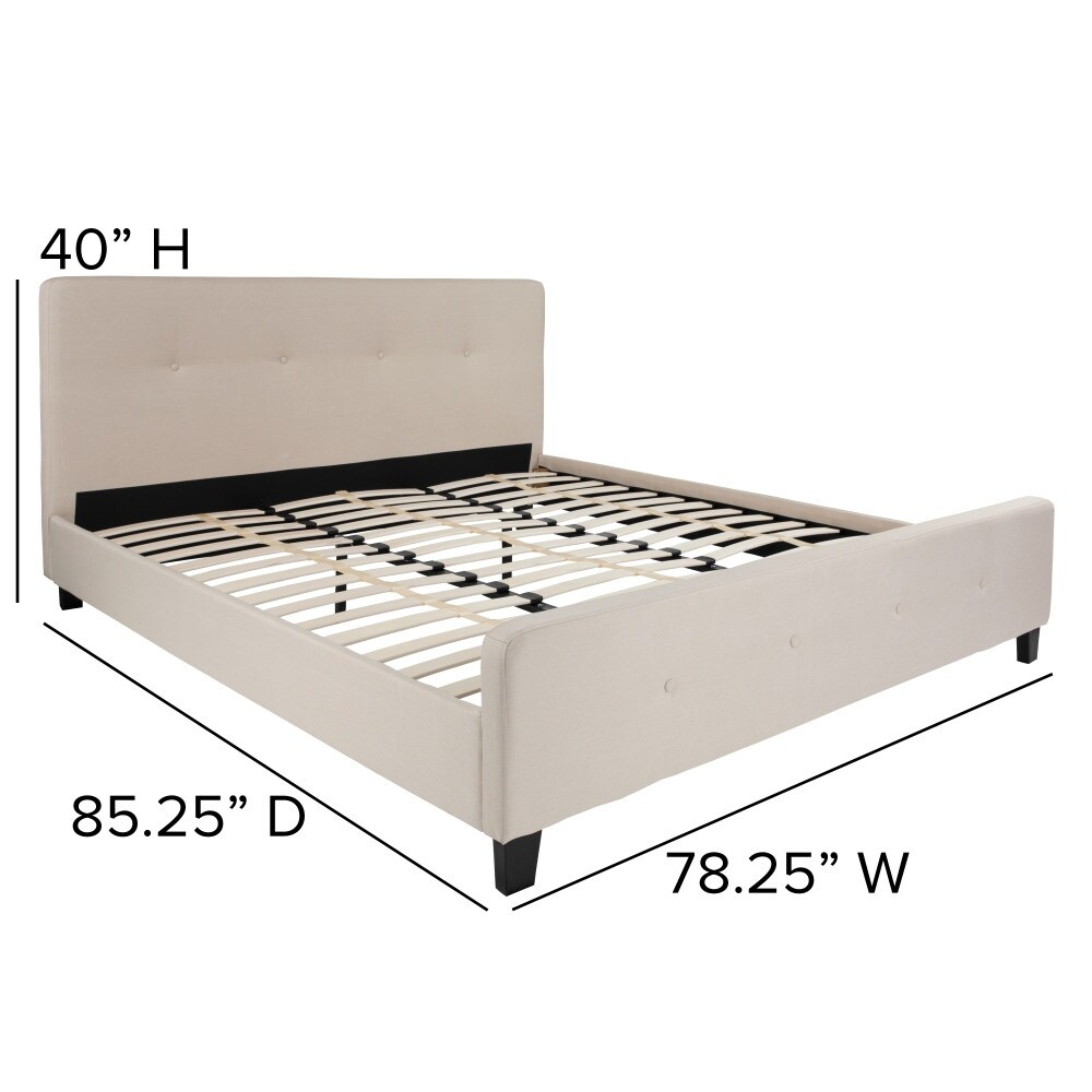 Button Tufted Upholstered Casual Style Platform Bed