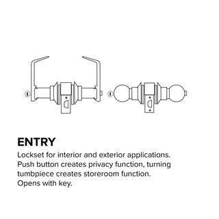 Global Door Controls Eiffel Standard Duty Brushed Chrome Grade 2 Commercial Cylindrical Entry Door Handle with Lock and Clutch Function GAL-1151L-R-626