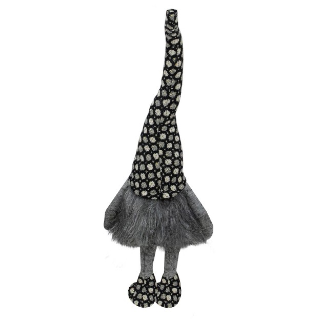 Gray And Black Sitting Tabletop Gnome Christmas Decoration