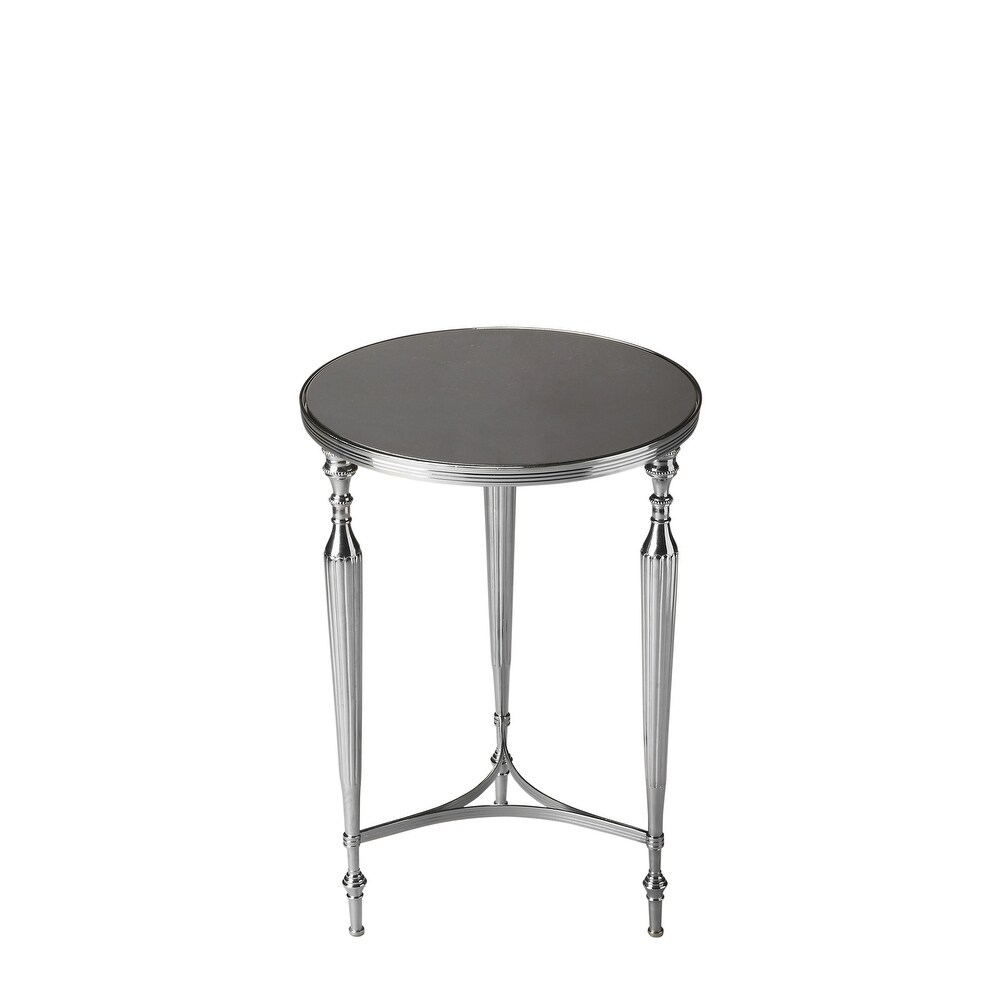 Butler Modern Crafted Aluminum and Glass End Table in Nickel Finish   16 1/4\