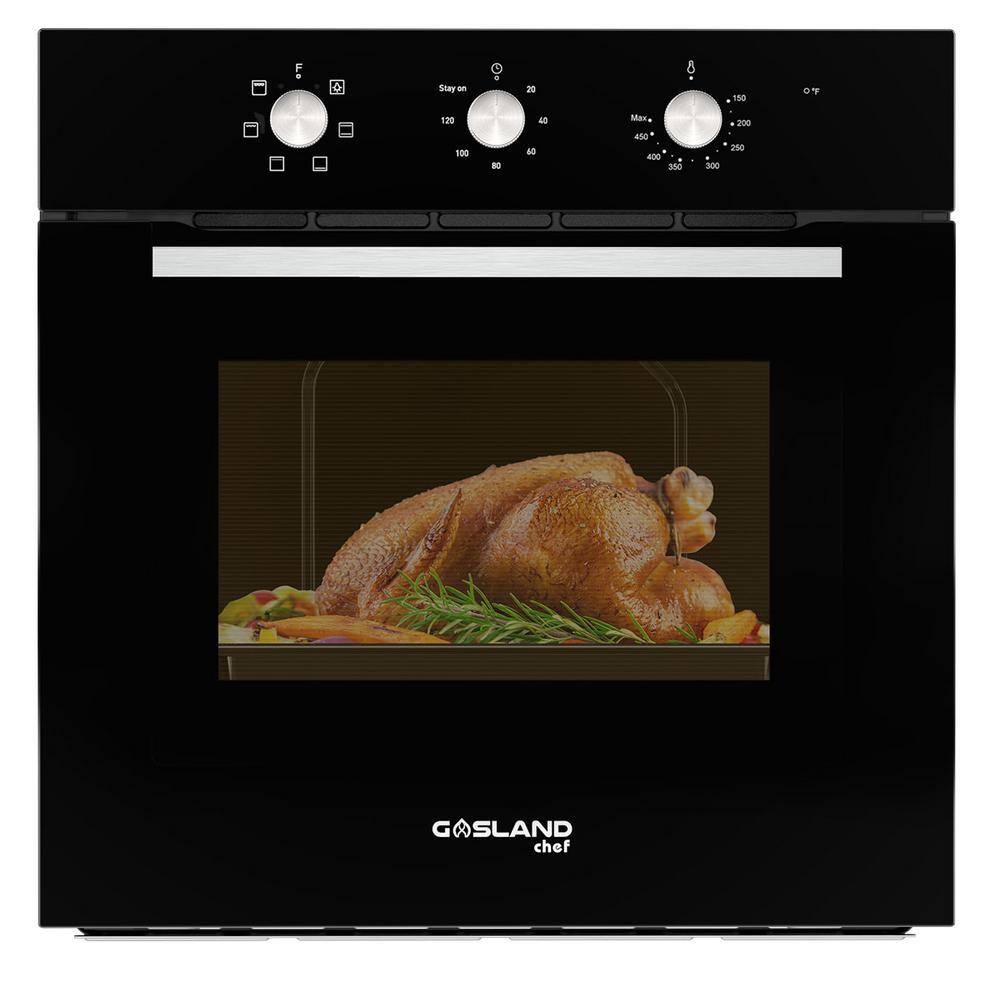 GASLAND Chef 24 in. Built-In Single Electric Wall Oven with Cooling Down Fan ETL in Black Glass ES606MB-N1