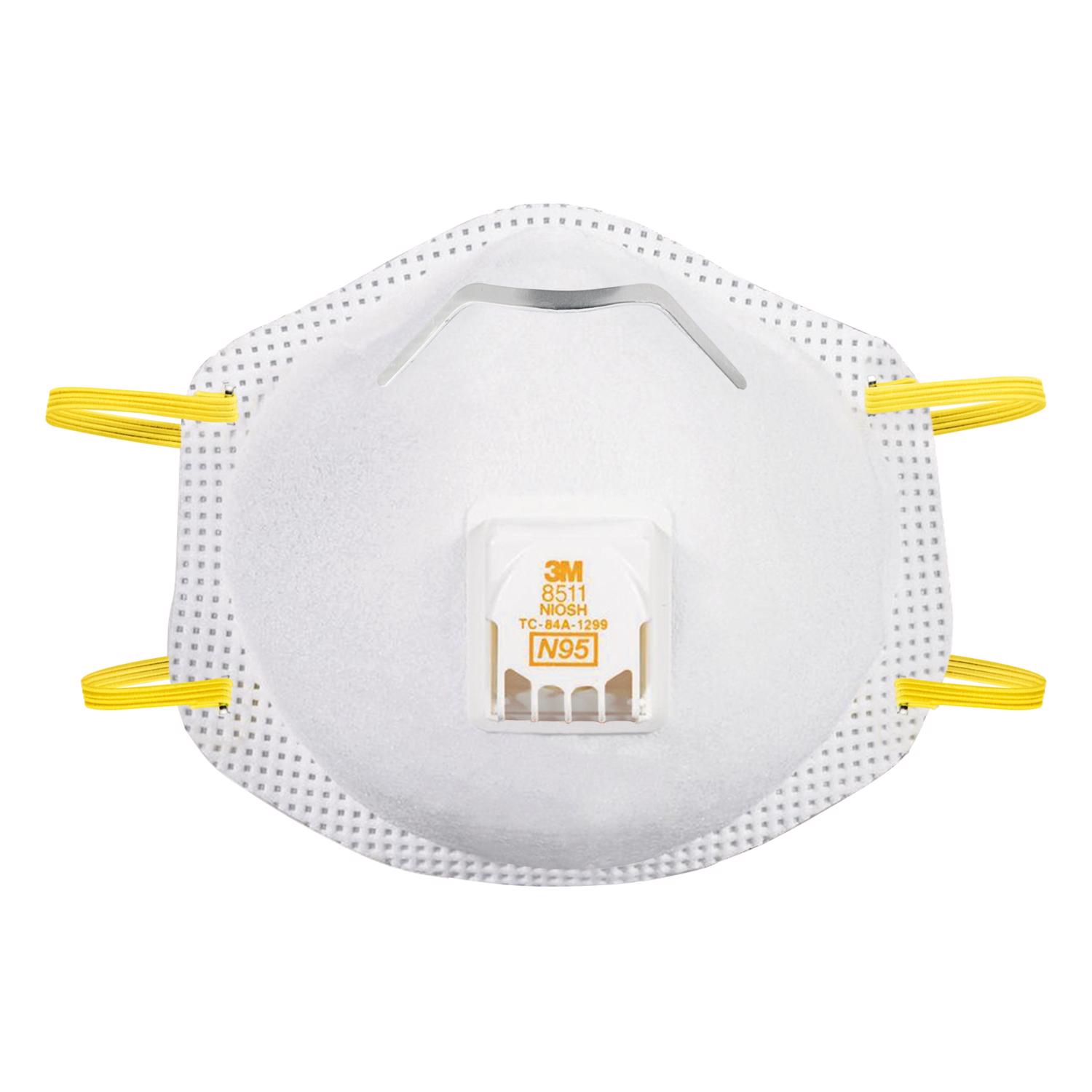 3M N95 Paint Sanding Cup Disposable Respirator Pro-Series Valved White 10 pc