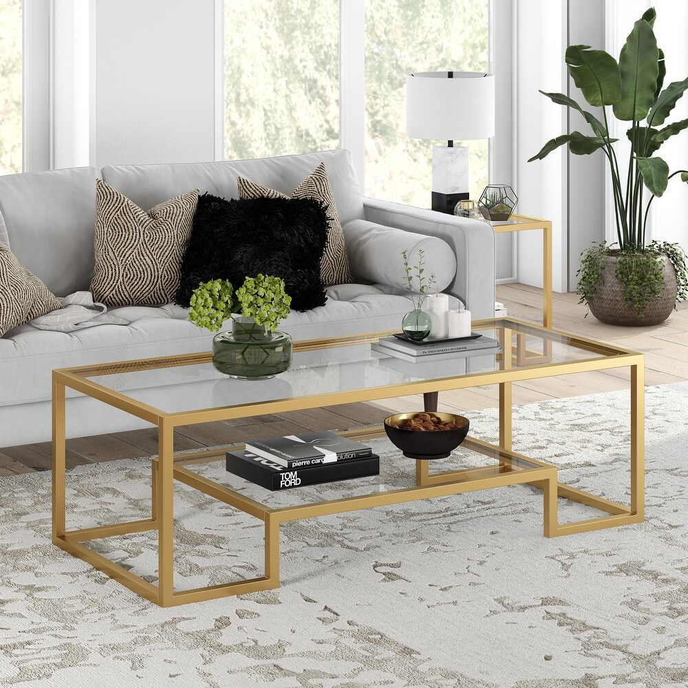 Artemis Contemporary Metal and Glass Coffee Table