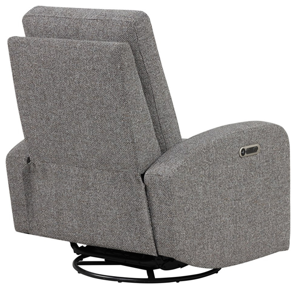 Bowery Hill Leather Power Swivel Glider Recliner in Gray Finish   Transitional   Recliner Chairs   by Homesquare  Houzz