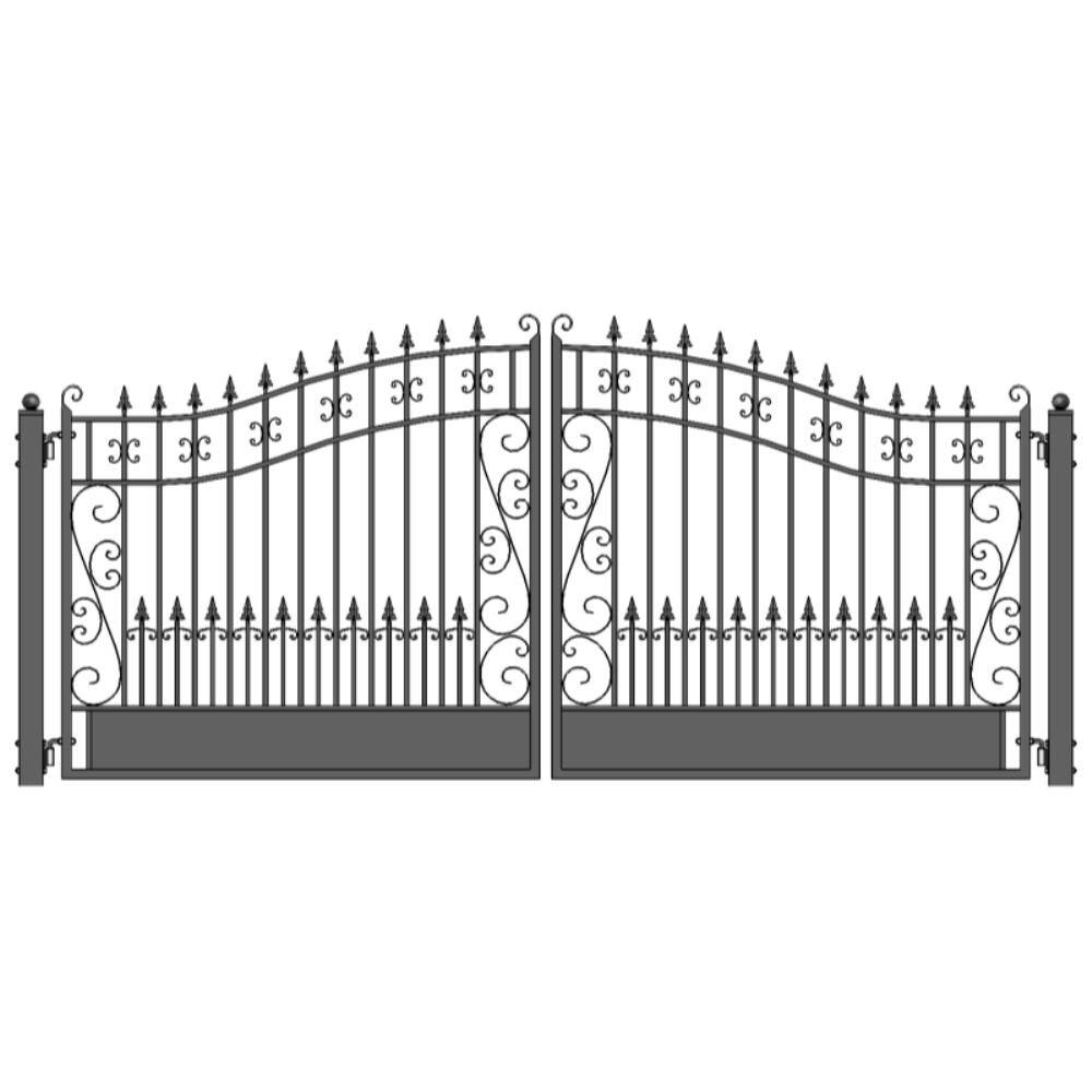 ALEKO Venice Style 14 ft. x 6 ft. Black Steel Dual Driveway Fence Gate DG14VEND-HD