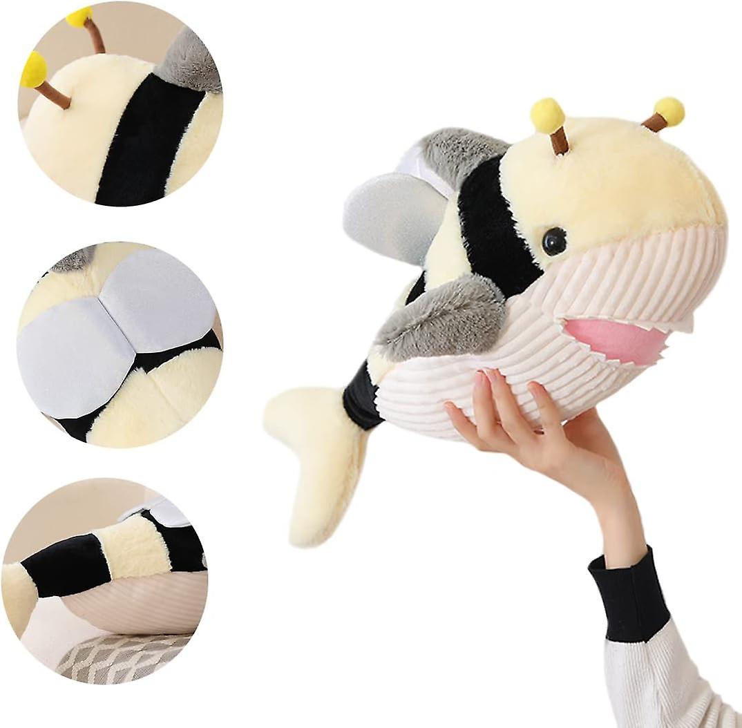 Cute Bumblebee Shark Stuffed Ocean Toy Soft Yellow Bee Shark Plush Japanese Anime Lifelike Shark Dolls Plushie Honeybee Shark  17.7''(only For Age 14+