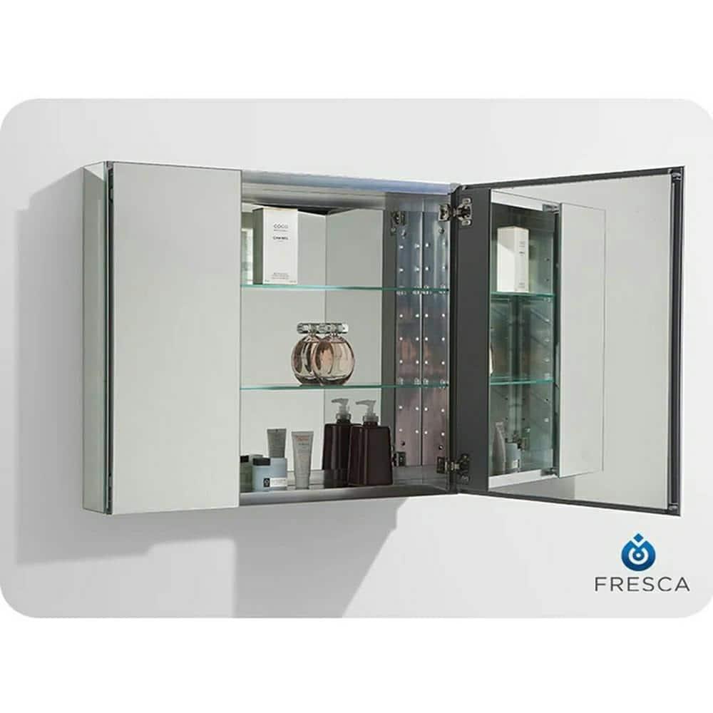 Fresca 30 in W x 36 in H x 5 in D Frameless Recessed or SurfaceMounted Bathroom Medicine Cabinet