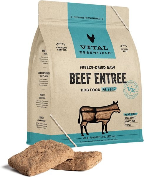 Vital Essentials Beef Patties Grain-Free Freeze-Dried Raw Dog Food