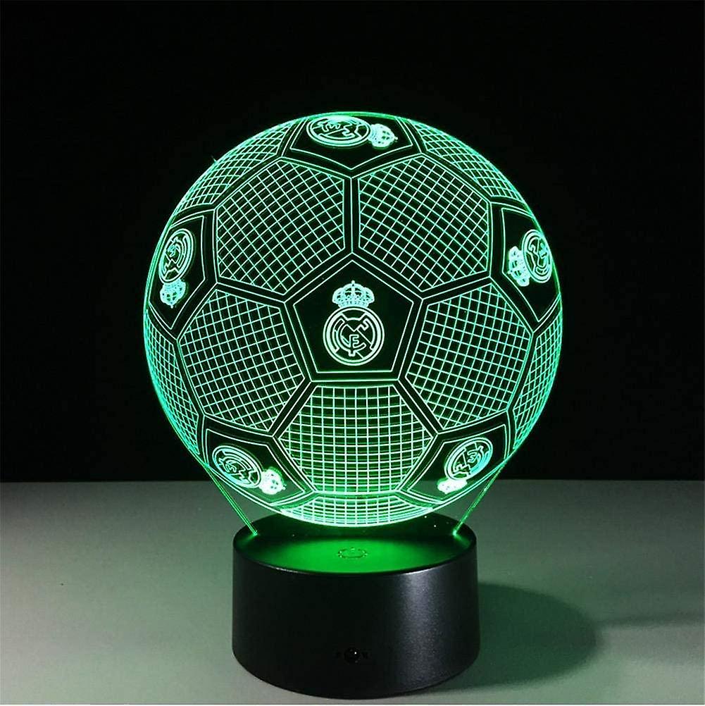 3d Optical Illusion Real Madrid Football Night Light Toy Lamp，remote Control，dimmable，battery Or Usb Powered，7 Colors Change Christmas Birthday Gift F