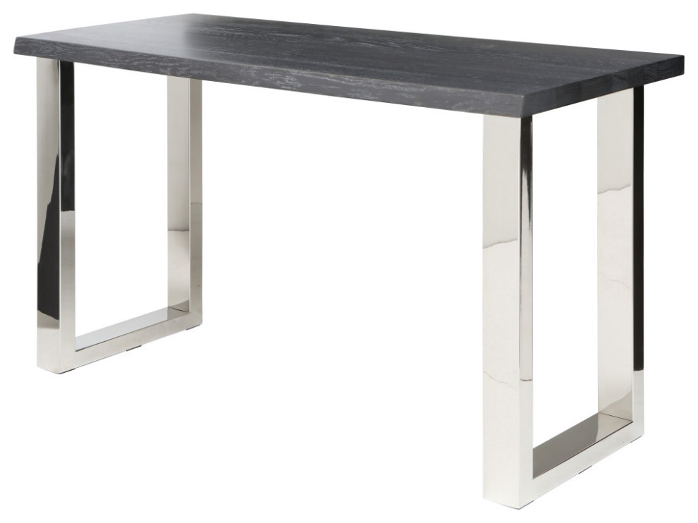 Ennio Console Table Oxidized Gray Oak Top Polished Stainless   Contemporary   Console Tables   by V.S.D Furniture  Houzz