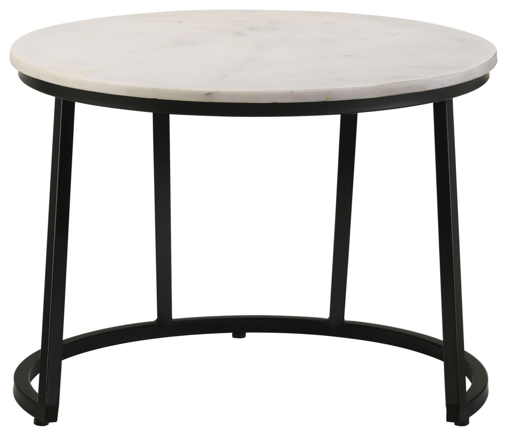 Miguel Round Accent Table With Marble Top White and Black   Modern   Side Tables And End Tables   by Modon  Houzz