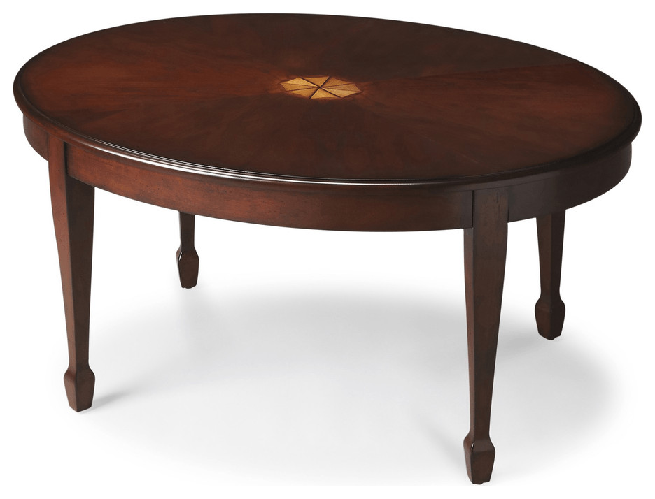 38 quotDark Brown And Brown Oval Coffee Table   Coffee Tables   by HomeRoots  Houzz