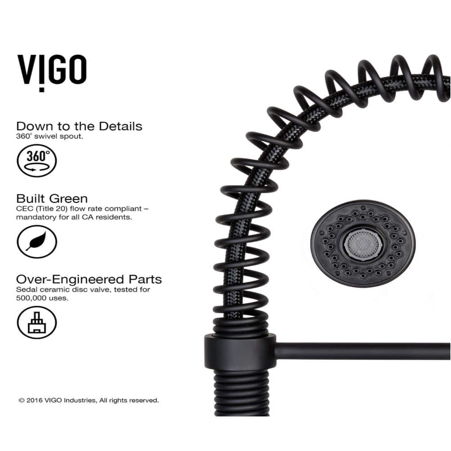 Vigo Edison Single-Handle Pull-Down Sprayer Kitchen Faucet in Matte Black