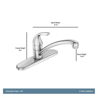 MOEN Adler Single-Handle Low Arc Standard Kitchen Faucet in Chrome 87201