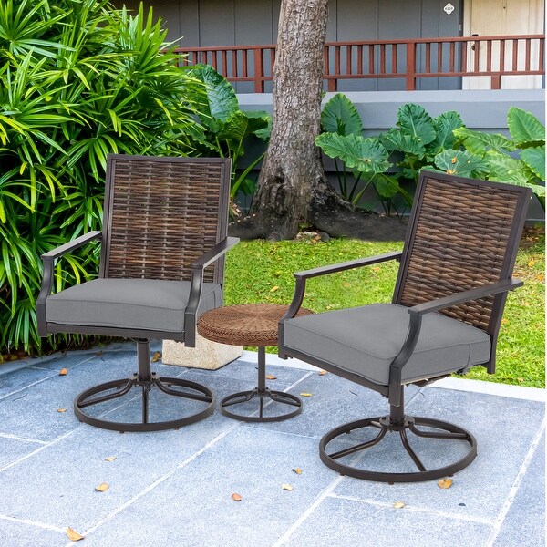 EROMMY Swivel Patio Dining Chairs Set of 2，Outdoor Wicker Aluminum Swivel Chair，Swivel Rocker with AllWeather Aluminum Frame