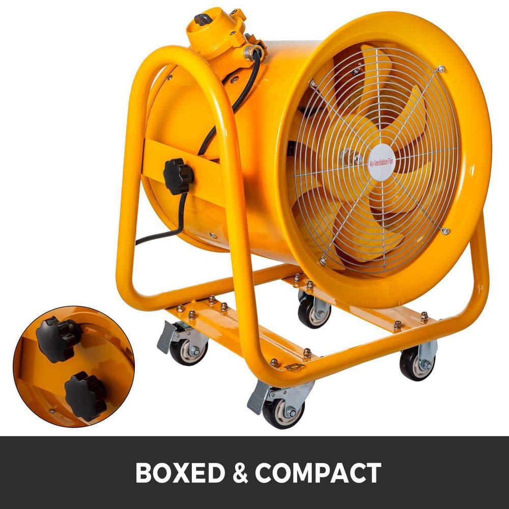 VEVOR 16 in Utility Blower Fan Explosion Proof Fan 1100Watt 60Hz 3450 RPM with Wheels for Extraction Ventilation in Orange