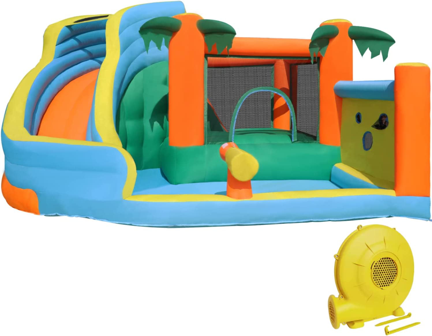 WGIA Inflatable Water Slide,Wet and Dry Inflatable Bounce Housewith Indoor,Bounce House with Slide,Children's Rock Climbing Wall with Blower