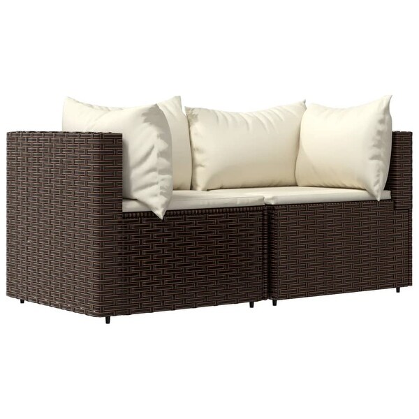 vidaXL Patio Lounge Set with Cushions Brown/Black/Gray Poly Rattan