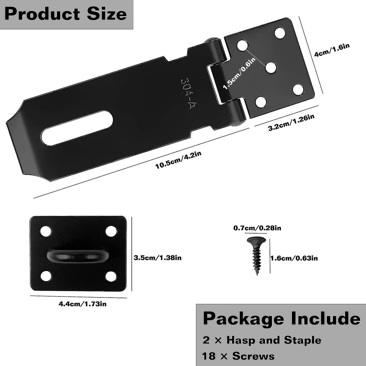 2 Pcs Door Padlock Hasp， 4 Inch Stainless Steel Padlock Hasp And Staple Heavy Duty Shed Door Lock Bo