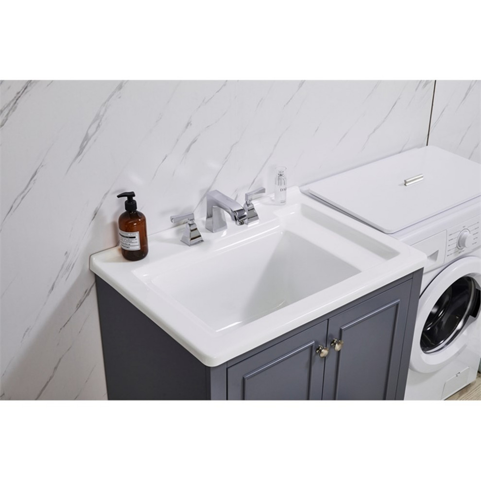 Stufurhome Danna 30 in. x 34 in. Grey Engineered Wood Laundry Sink   Transitional   Utility Sinks   by Homesquare  Houzz