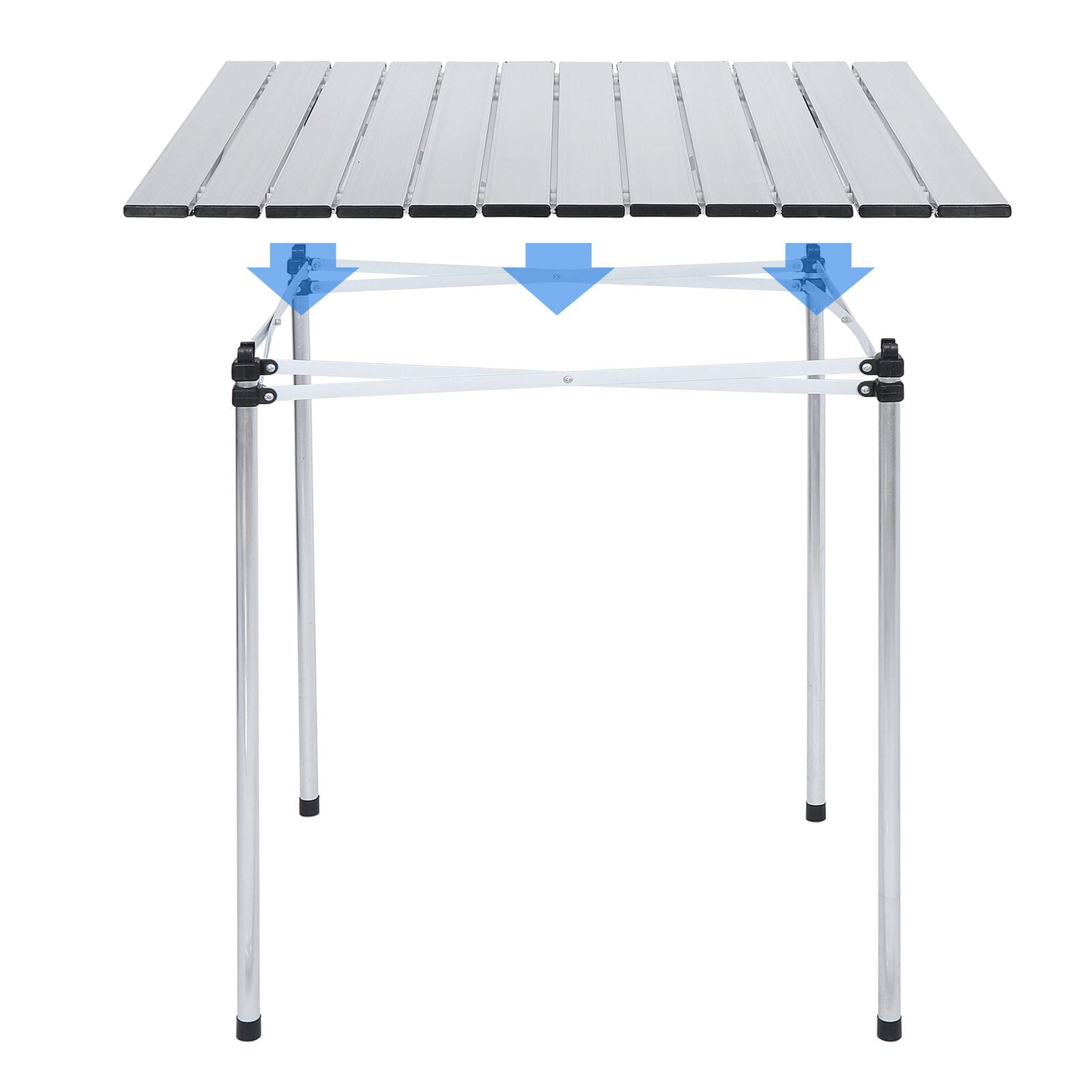 ZENSTYLE Sturdy Folding Camping Table with Aluminum Table Top and Carry Bag for Picnic Camp Portable, Silver, 27.6 in, 27.6 in