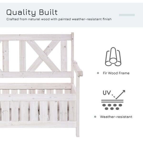 29 Gallon Garden Storage Bench with Waterproof Frame，Large Entryway Deck Box w/ Unique XShape Back，Louvered Side Panels