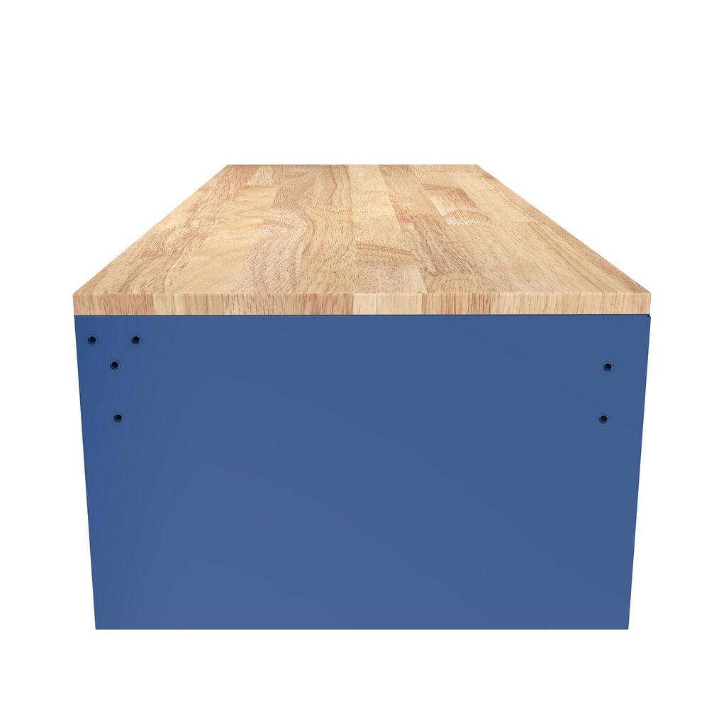 Husky 46 in. W x 18 in. D 9-Drawer Gloss Blue Mobile Workbench Cabinet with Solid Wood Top H46X18MWC9BLU