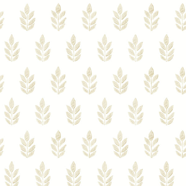 Ervic Neutral Leaf Block Print Wallpaper from the Flora & Fauna Collection