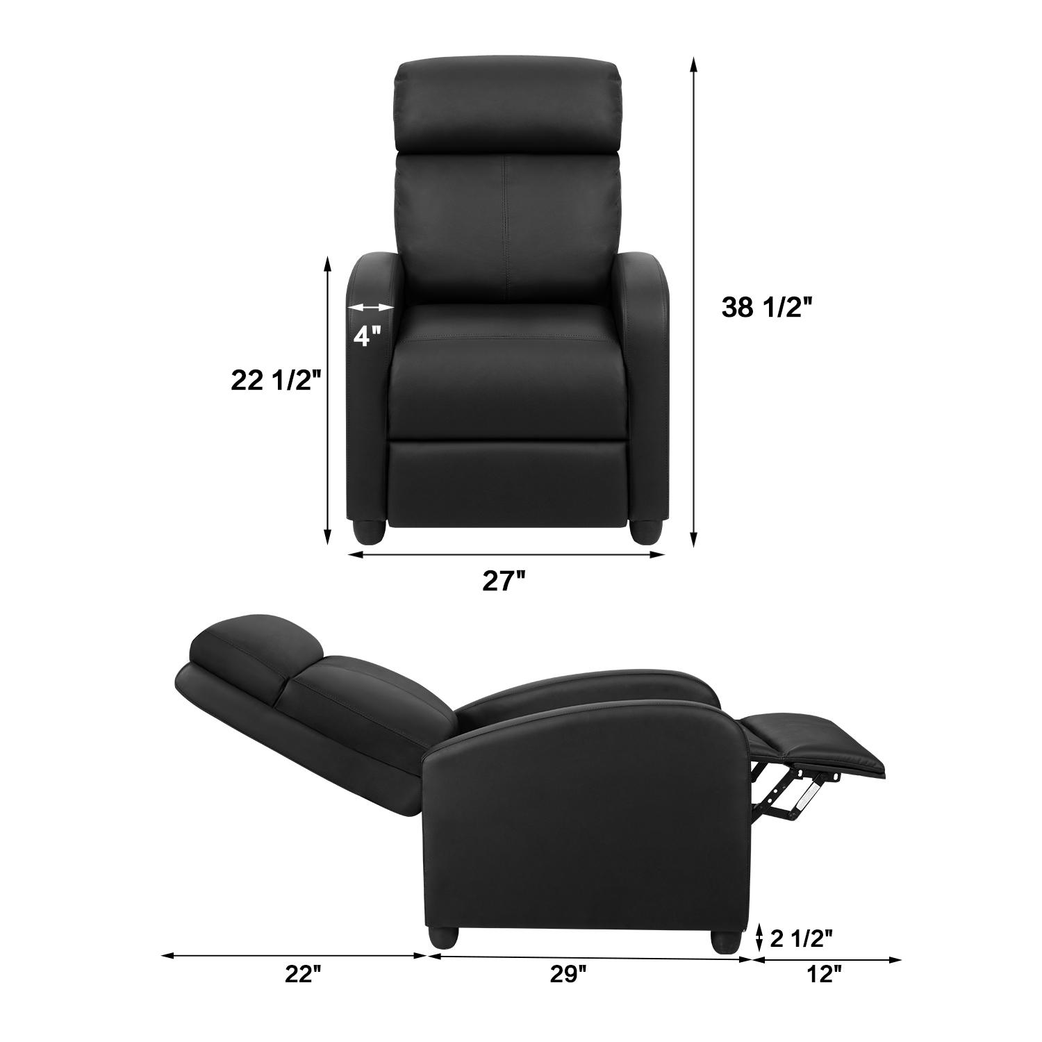 Lacoo Home Theater Recliner with Padded Seat and Backrest， Black