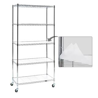 EFINE Chrome 5-Tier Rolling Carbon Steel Wire Garage Storage Shelving Unit with Casters (30 in. W x 63 in. H x 14 in. D) RL200-5CW