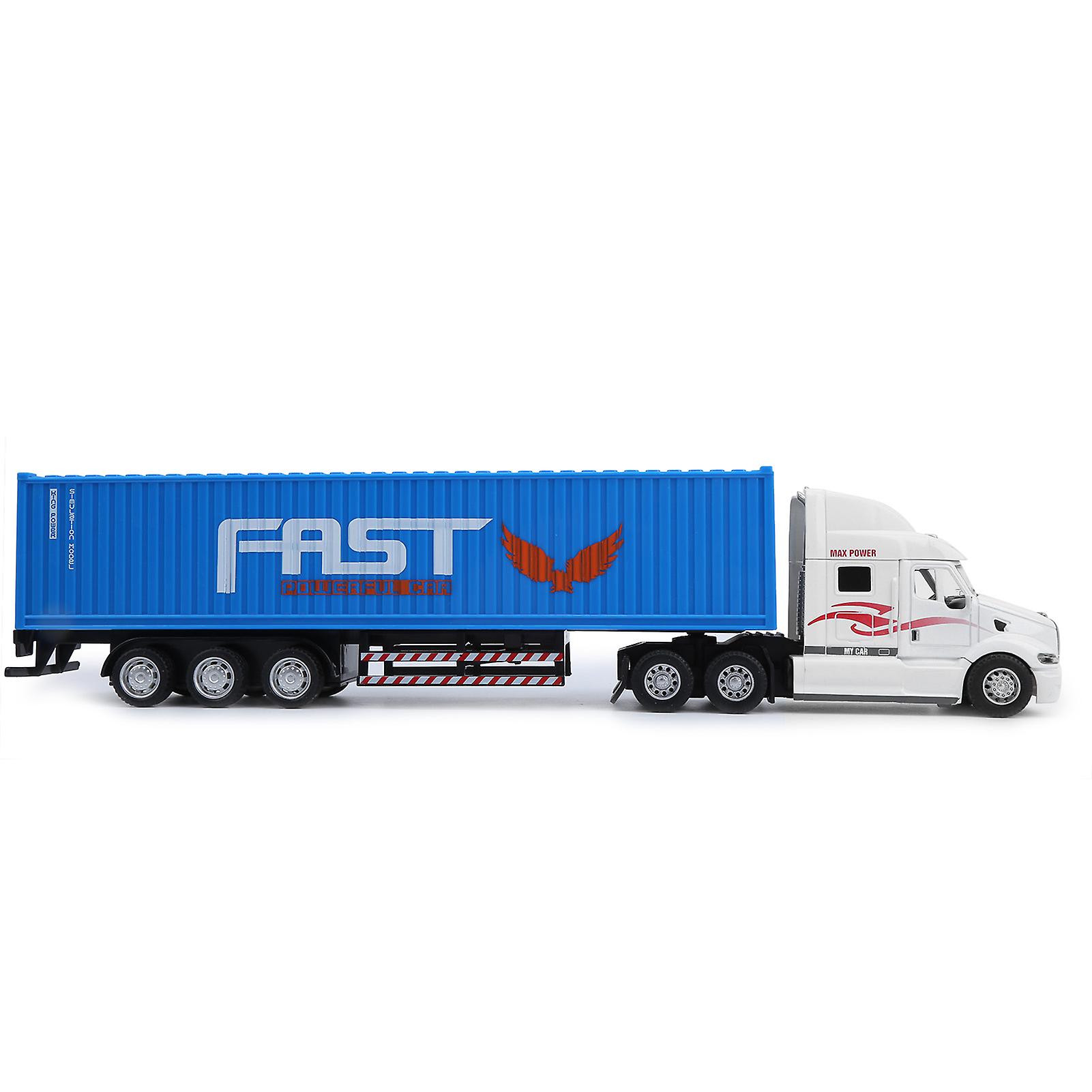 1:48 Container Truck Vehicle Model Toy Pullback Children Vehicle Toy With Light Sound(white Blue )