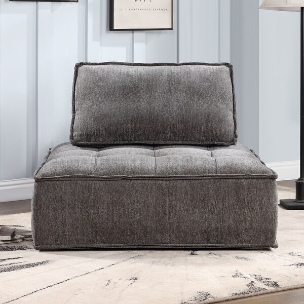 Upholstered Armless Accent Chair Lazy Sofa Seating， Linen