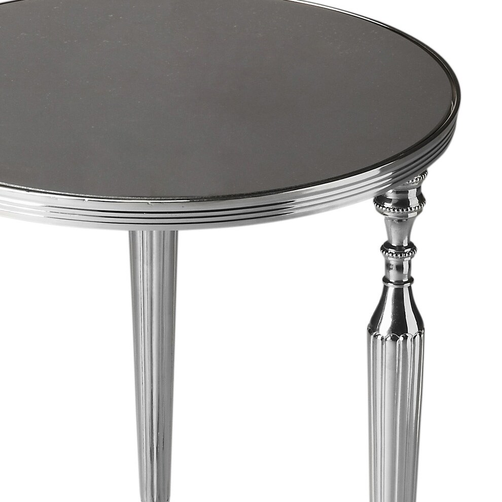 Butler Modern Crafted Aluminum and Glass End Table in Nickel Finish   16 1/4\