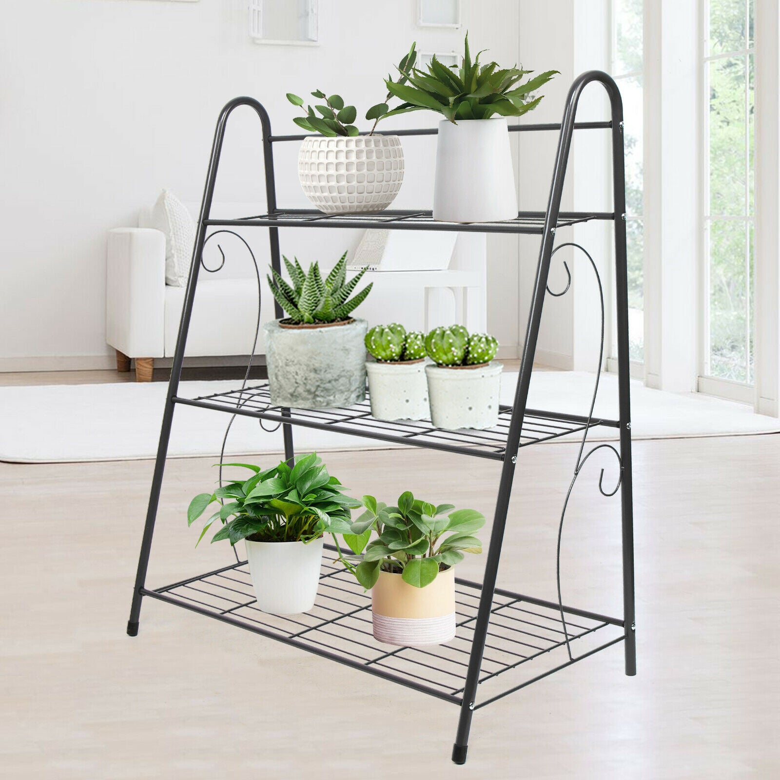 Miumaeov 3-Tier Metal Plant Stand Garden Decor Holder Flower Pot Shelf Rack