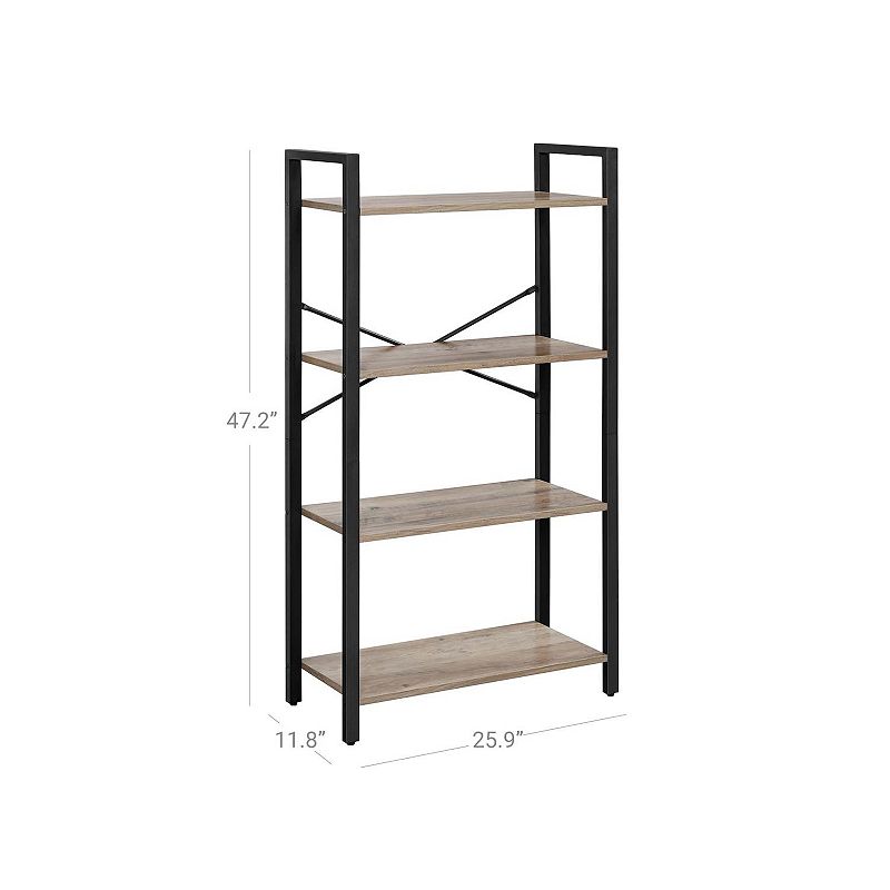 BreeBe 4-Tier Bookcase with Steel Frame