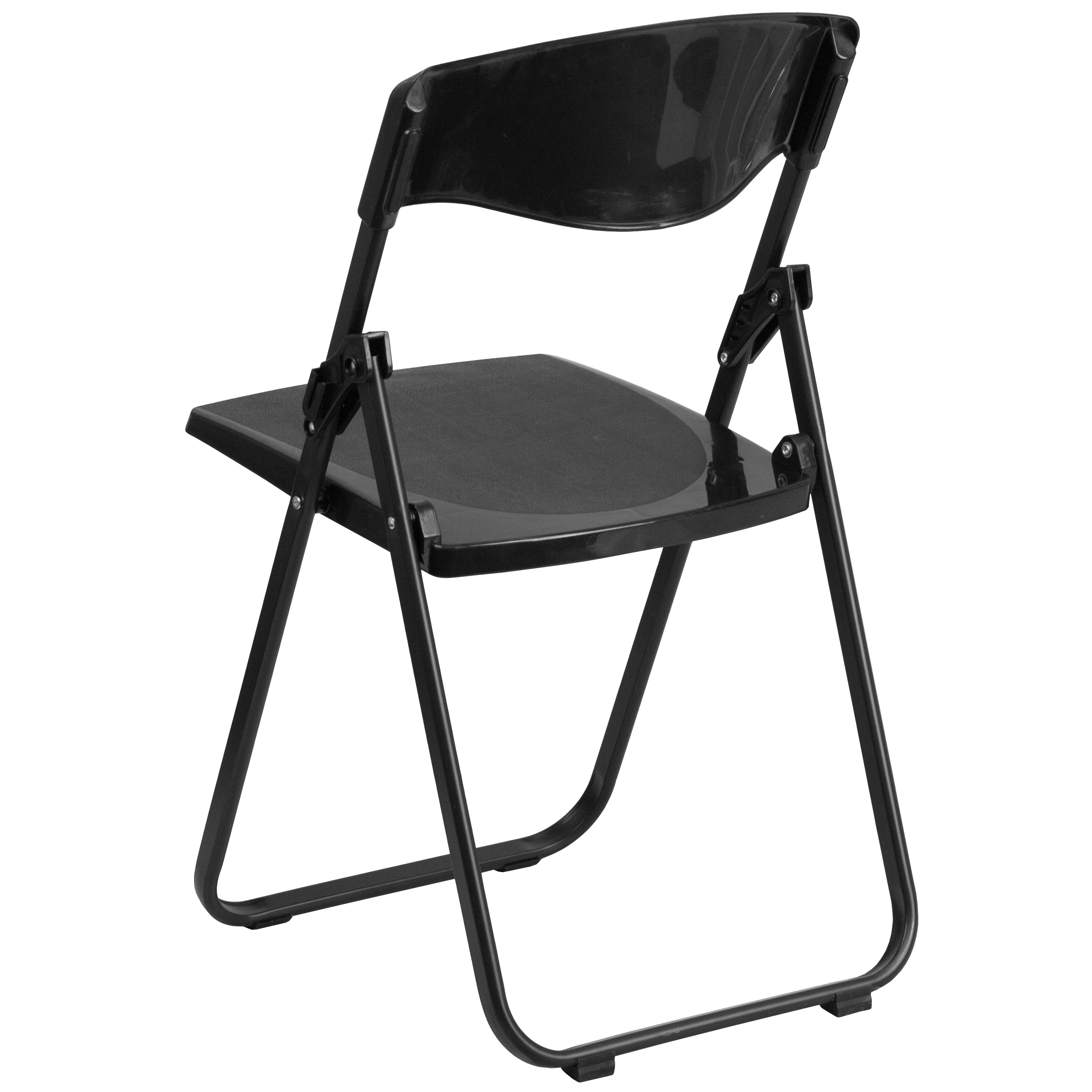 Flash Furniture 2 Pack HERCULES Series 500 lb. Capacity Heavy Duty Black Plastic Folding Chair with Built-in Ganging Brackets