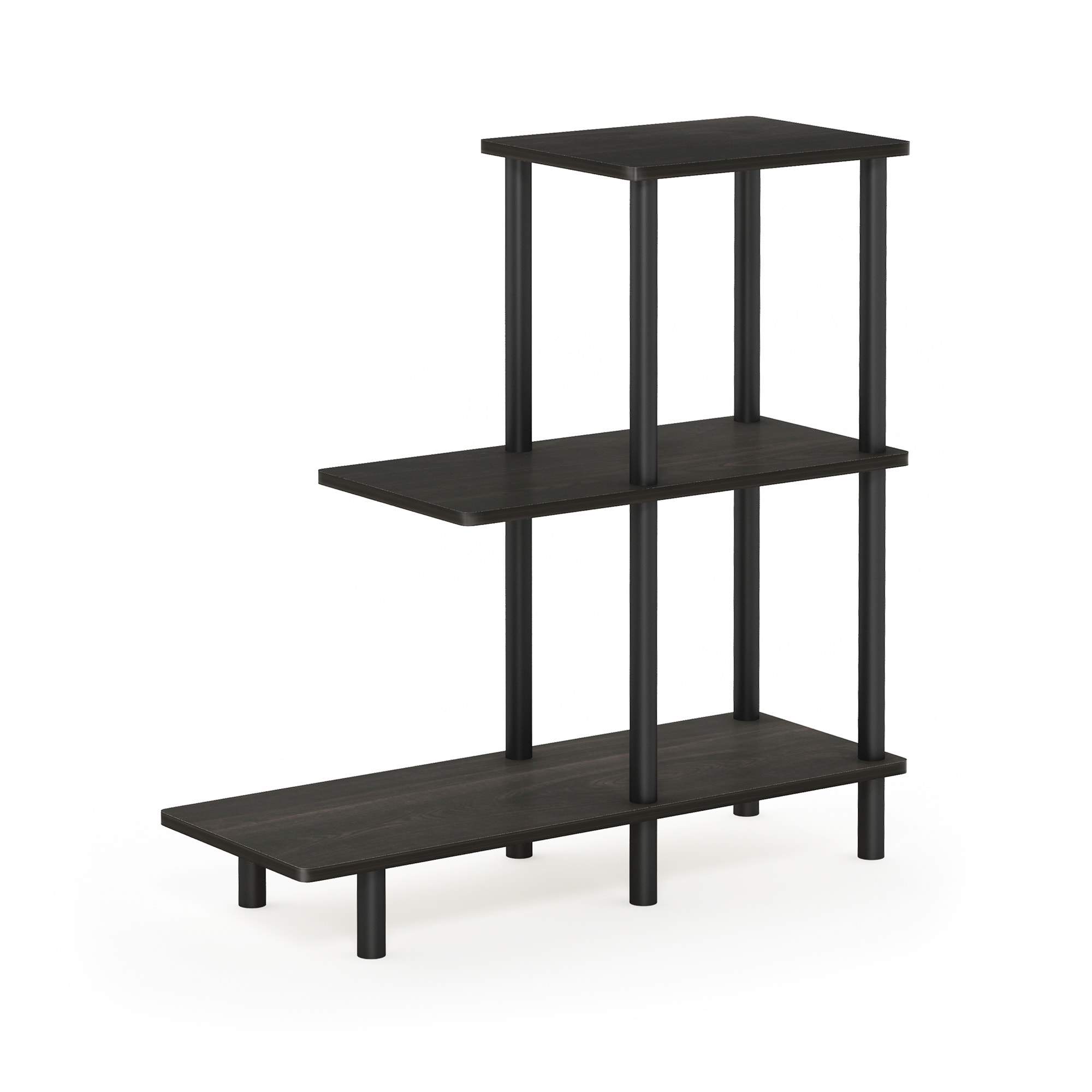 Furinno Turn-N-Tube 3-Tier Sofa Side Table Tall， Espresso/Black