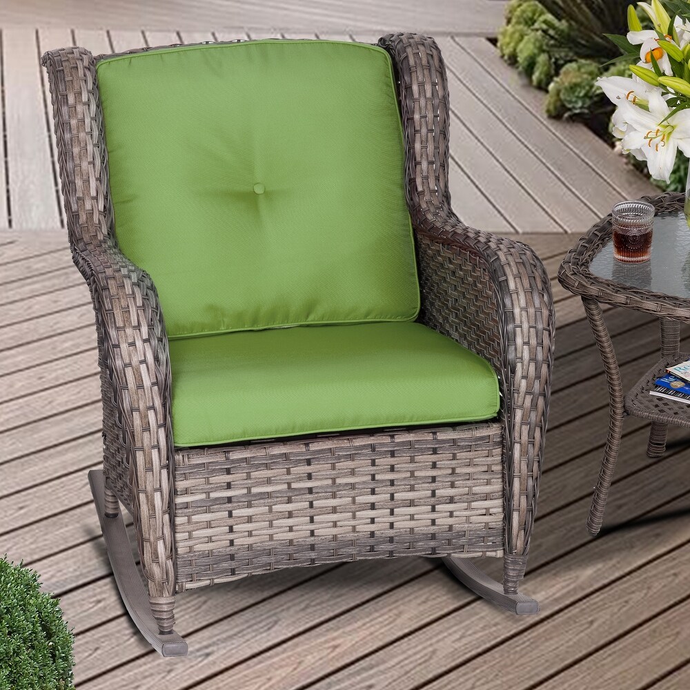 Cozywor Outdoor Wicker Rattan Swivel Rocking Chair